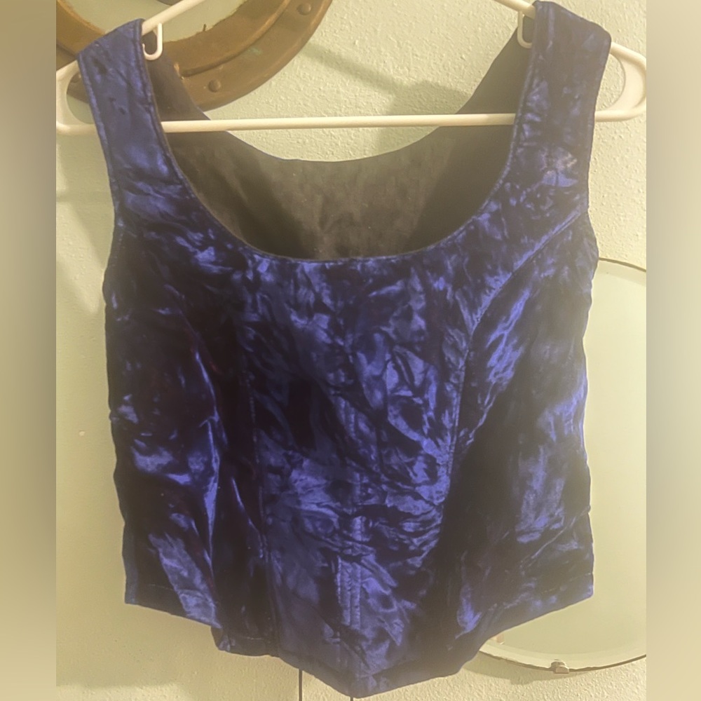 Beautiful British 90s crushed velvet corset top